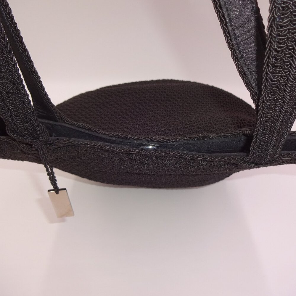 Liz Claiborne Crazy Horse Black Woven Crochet Purse Shoulder Bag Handbag Tote - Picture 7 of 11